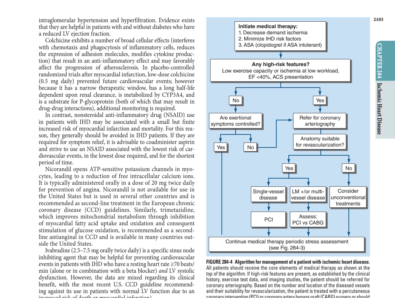 Algorithm for management of a patient with ischemic heart disease
