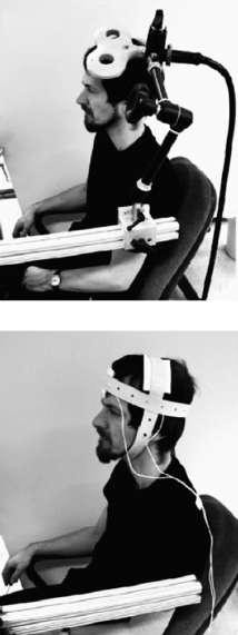 Illustration of transcranial magnetic stimulation (TMS) and transcranial direct current...
